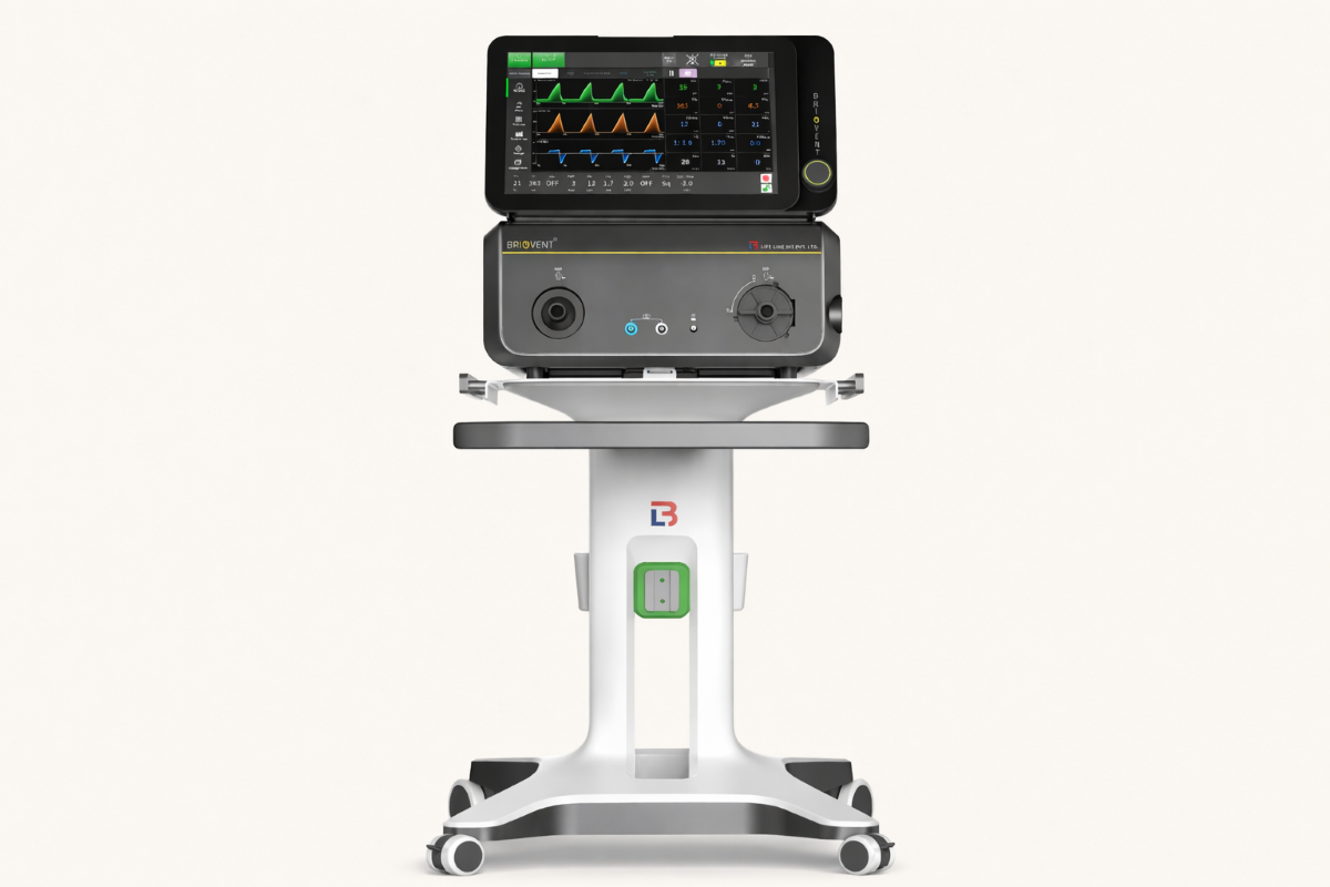 BrioVent ICU Ventilator with 15-inch touchscreen and dual-limb circuit
